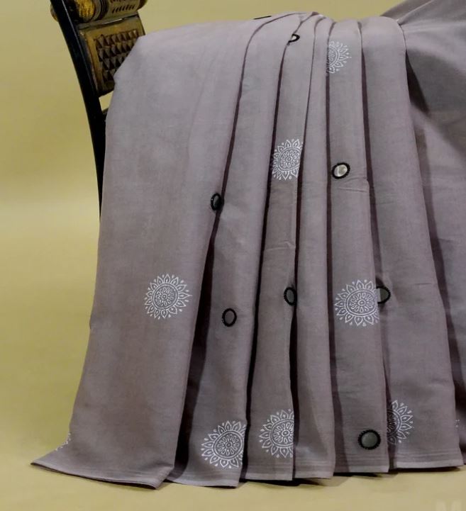 PURE MULMUL COTTON BIG MIRROR WORK-VC176