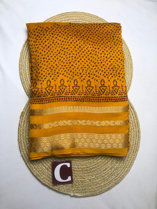 GEORGETTE SAREE WITH BANDINI WORK - ASH1421-1