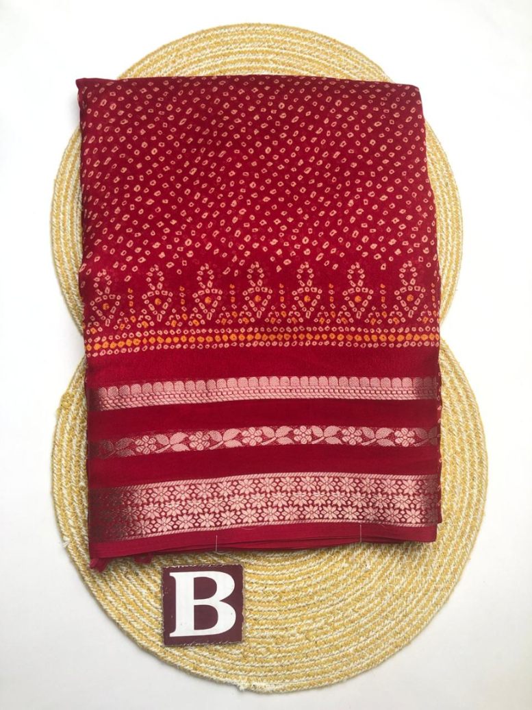 GEORGETTE SAREE WITH BANDINI WORK - ASH1421-1